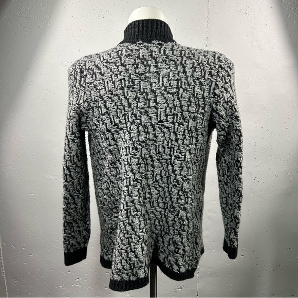 Loft Black & Grey Open Front Chunky Wool Cardigan L - Picture 8 of 8